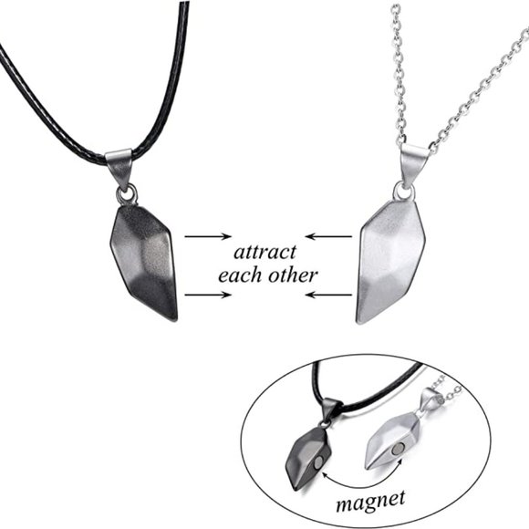 Matching Necklace for Couples 2 Pcs Half Heart Couples Necklace Heart Friendship - Picture 2 of 3